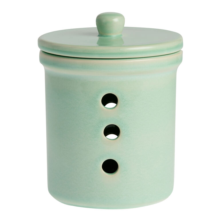 Aqua Reactive Glaze Ceramic Garlic Keeper