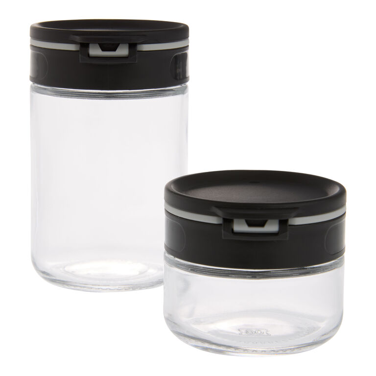 Glass Dual Flip Top Shaker Lid Spice Jar Set of 2