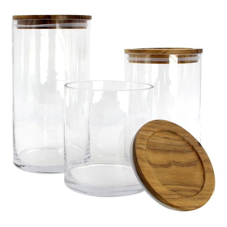 Glass Food Storage Canister With Acacia Wood Lid