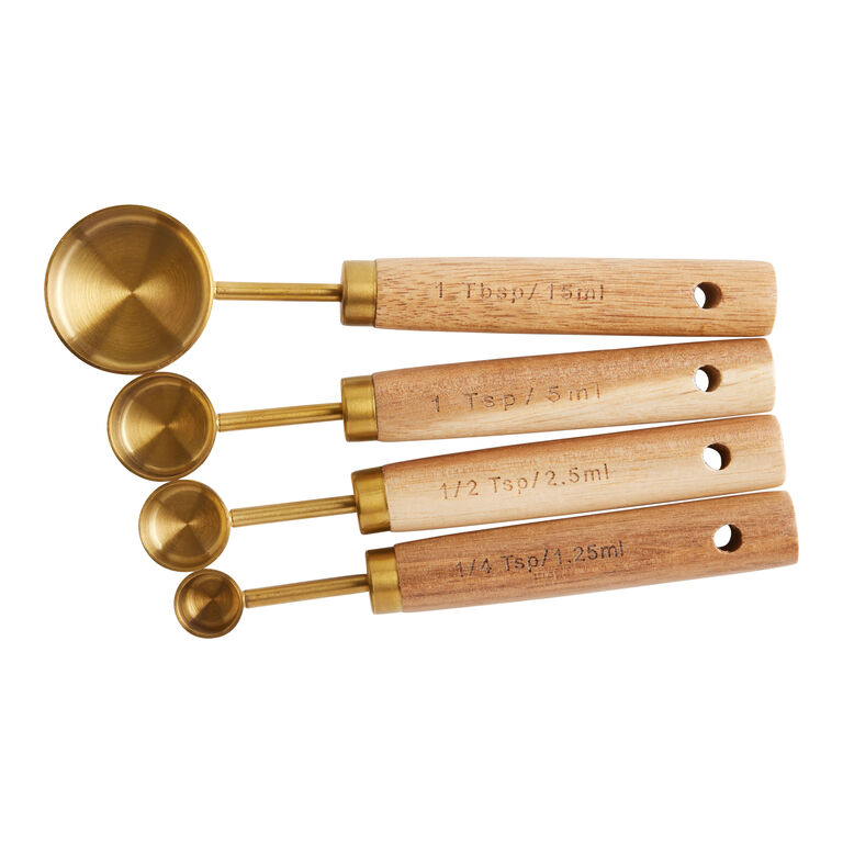 Gold Metal and Wood Nesting Measuring Spoons