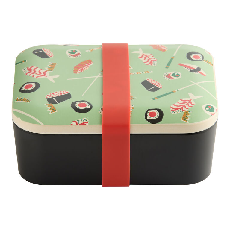 Mint Green and Black Bamboo Fiber Sushi Bento Box