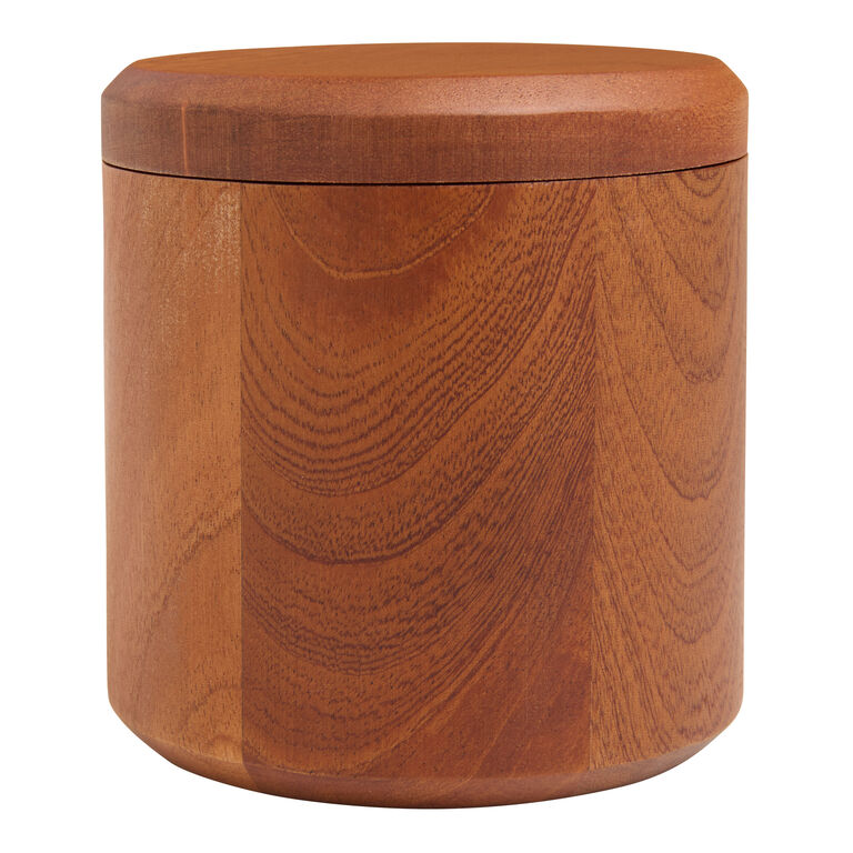 Natural Sapele Wood Salt Cellar with Swivel Lid