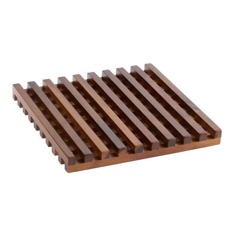 Square Natural Acacia Wood Open Grid Trivet