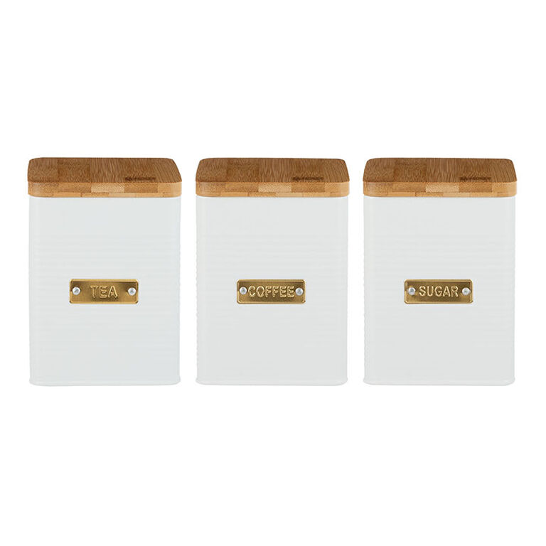 Typhoon Otto Square White Steel Storage Canisters 3 Piece