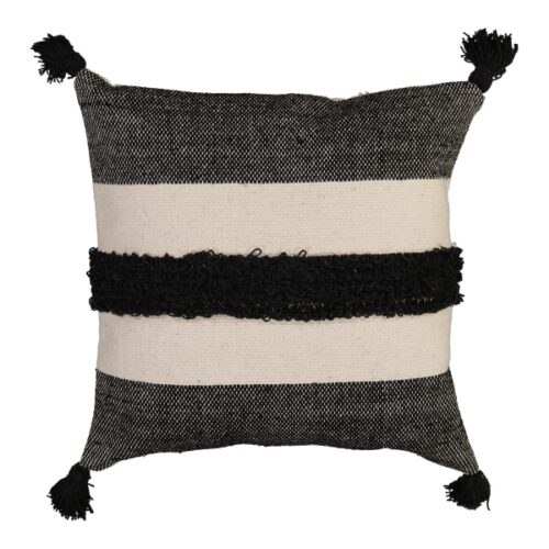 Amelia Jackson Black on Natural Scatter Cushion Cover with Tassels, 50cm x 50cm