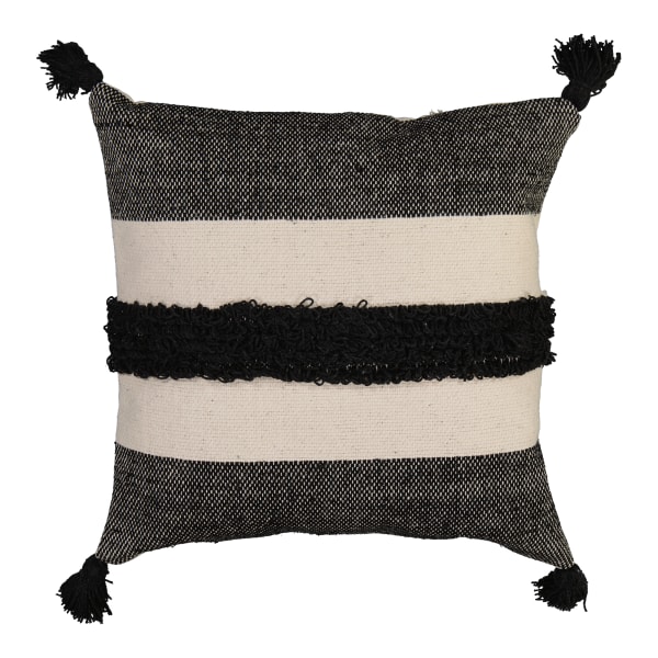 Amelia Jackson Black on Natural Scatter Cushion Cover with Tassels, 50cm x 50cm