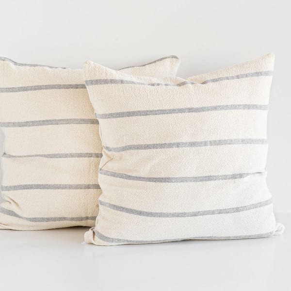 Barrydale Hand Weavers Striped Cushion Cover, 50cm x 50cm, Grey