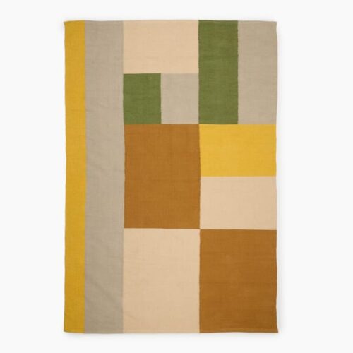 Thread Office Abstract Blocks Cotton Rug, 160cm x 230cm