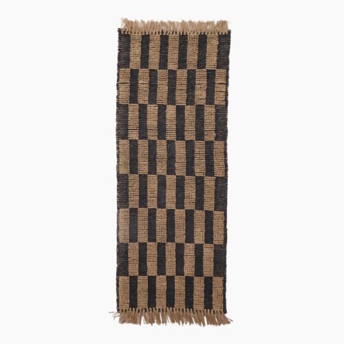 Thread Office Black Broken Stripe Jute Runner, 80cm x 200cm
