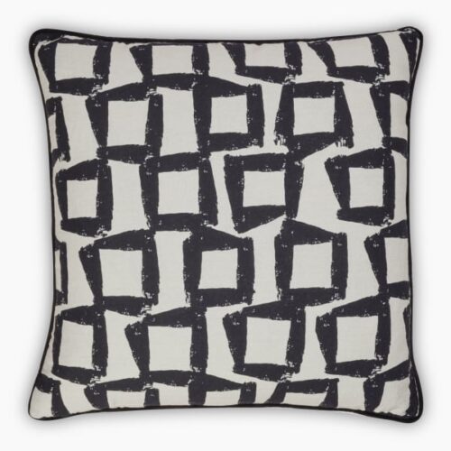 Thread Office Black Lyra Printed Scatter Cushion with Feather Blend Inner, 60cm x 60cm