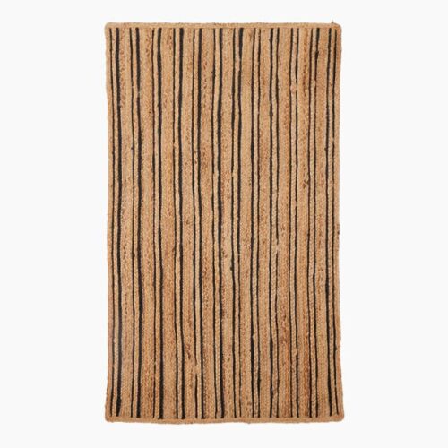 Thread Office Black Stripe Braided Jute Runner, 80cm x 150cm