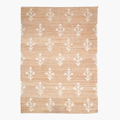 Thread Office Block Flower Jute & Wool Area Rug, 160cm x 230cm