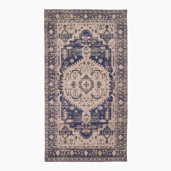 Thread Office Blue Persian Chenille Woven Runner, 80cm x 150cm