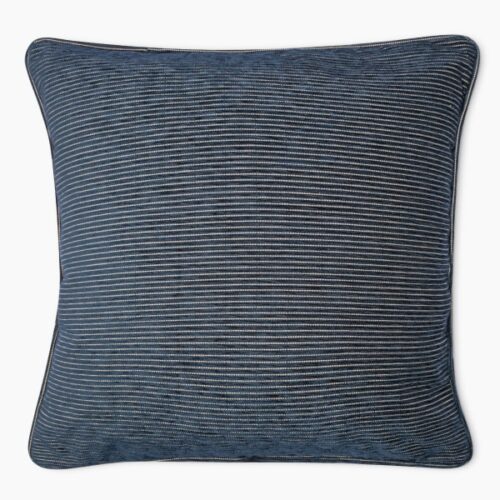 Thread Office Blue Ticking Stripe Chenille Scatter Cushion Cover, 60cm x 60cm