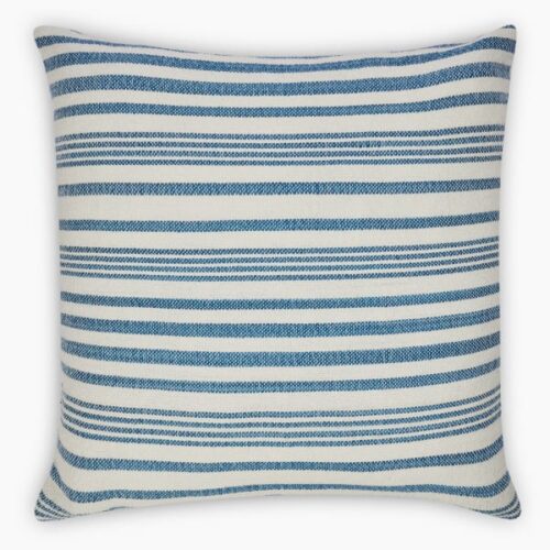 Thread Office Blue Variegated Stripe Scatter Cushion with Feather Blend Inner, 50cm x 50cm