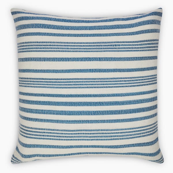 Thread Office Blue Variegated Stripe Scatter Cushion with Feather Blend Inner, 50cm x 50cm