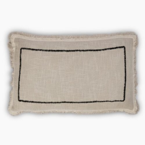 Thread Office Cotton Slub with Black Stitch Frame Scatter Cushion with Feather Blend Inner, 40cm x 60cm