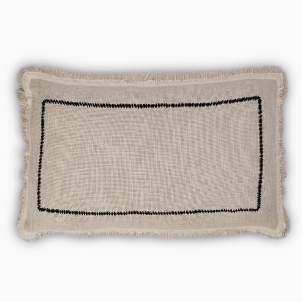Thread Office Cotton Slub with Black Stitch Frame Scatter Cushion with Feather Blend Inner, 40cm x 60cm
