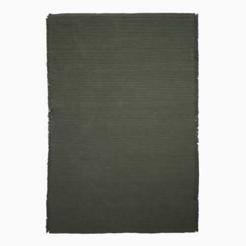 Thread Office Green Cotton Handwoven Area Rug with Fringe, 160cm x 230cm