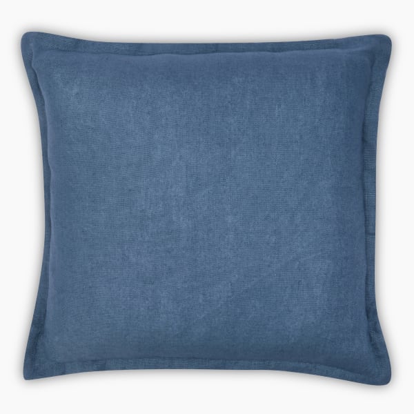 Thread Office Mid Blue Linen Scatter Cushion Cover, 50cm x 50cm