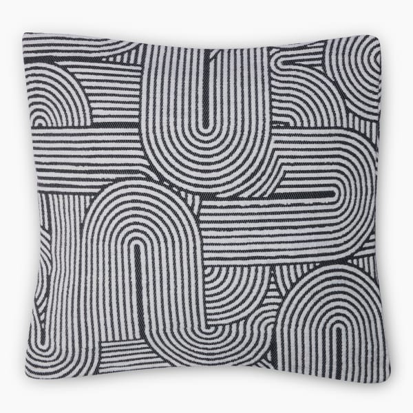 Thread Office Monochrome Geo Svein Arch Scatter Cushion with Feather Blend Inner, 50cm x 50cm