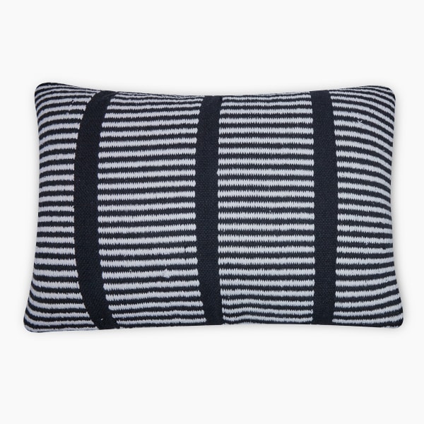 Thread Office Monochrome Woven Gridlines Scatter Cushion with Feather Blend Inner, 50cm x 70cm