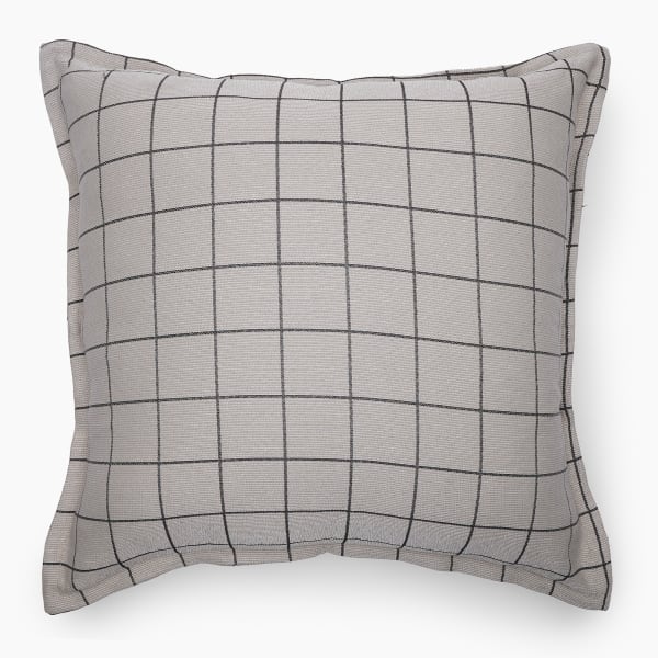 Thread Office Natural Jacquard Grid Scatter Cushion with Feather Blend Inner, 60cm x 60cm
